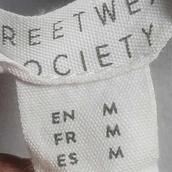 MEDIUM SIZED WOMENS WHITE STREETWEAR SOCIETY PULLOVER WITH ADJUSTABLE DRAWSTRING - Picture 3 of 3